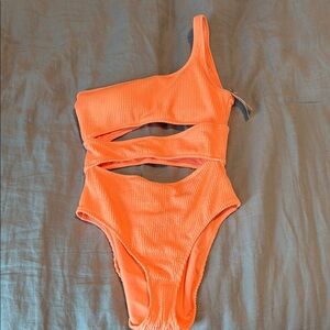 Aerie One-Shoulder Cutout One Piece - Orange